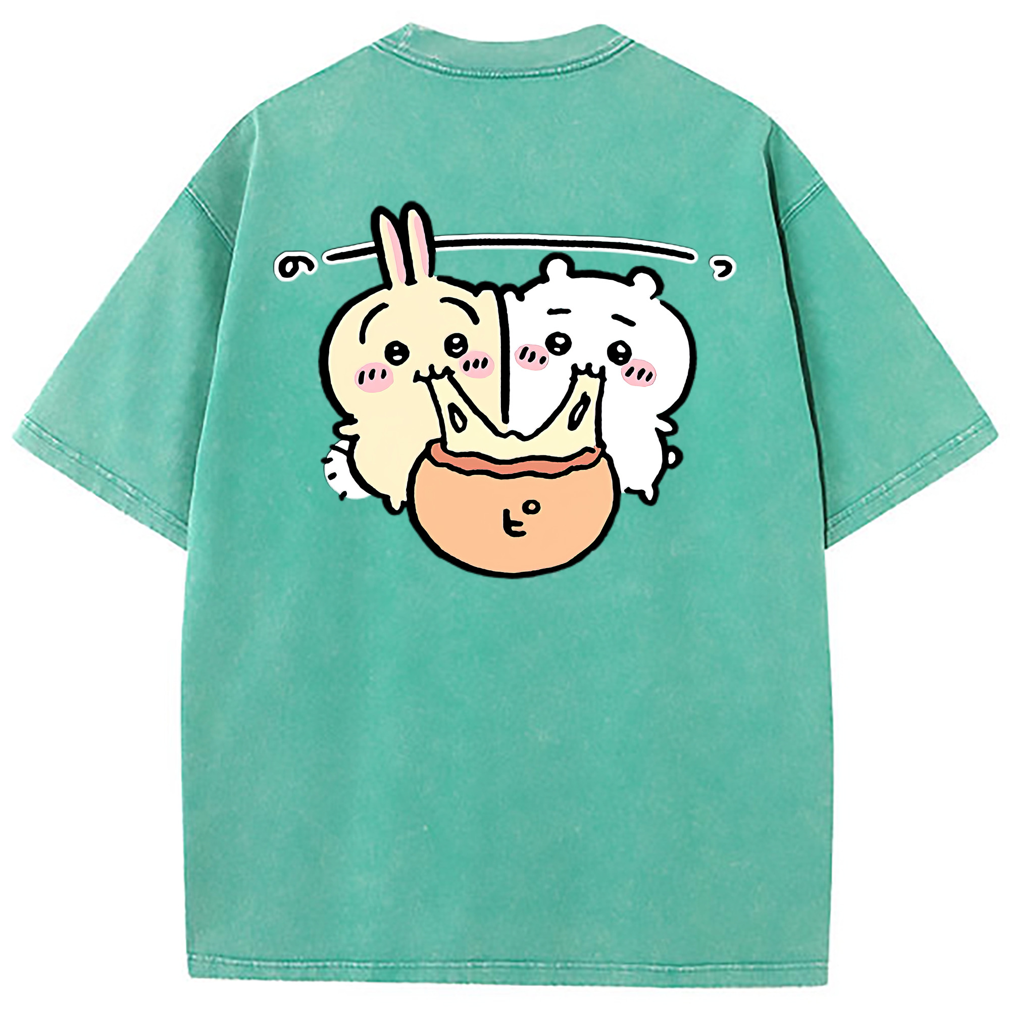 （画像用） ちいかわ うさぎ Chii-kawa usagi 綿100% ヴィンテージ風 半袖Tシャツ（背面プリント）